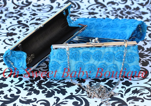 Rosette Clutch Turquoise