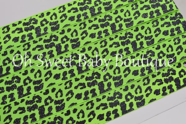 Acid Green and Black Glitter Leopard