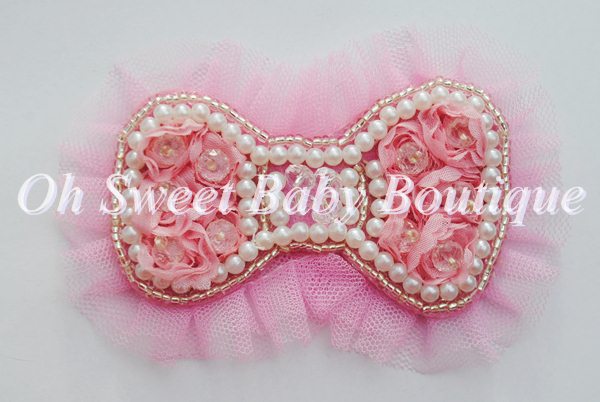 Fancy Pearl Bows Pink