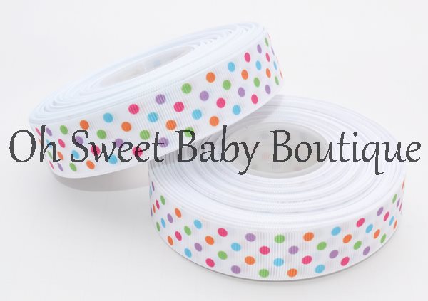 Bright Polka Dot 7/8" Grosgrain Ribbon