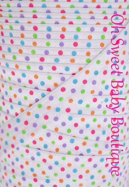 Bright Polka Dot Fold Over Elastic