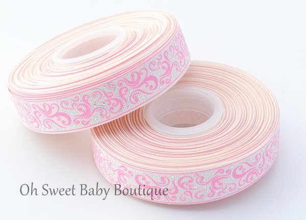 Fancy Swirls Cream / Hot Pink
