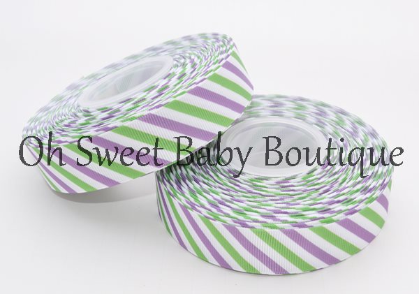 Lime & Grape Diagonal Stripe Ribbon