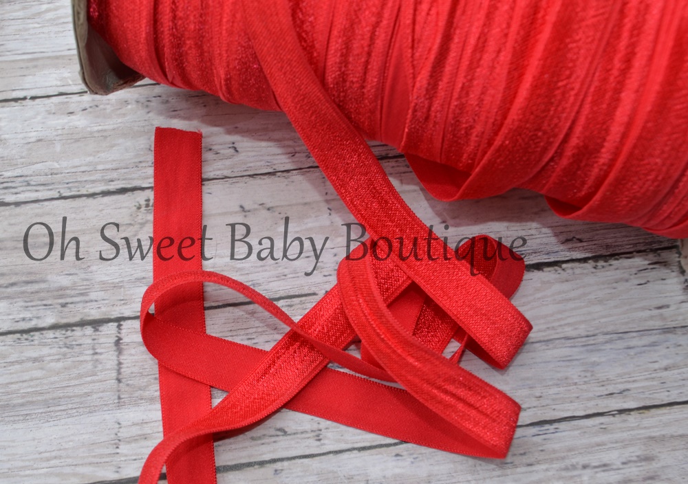 Fold Over Elastic Red