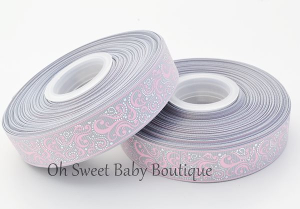 Fancy Swirls Light Silver / Pink