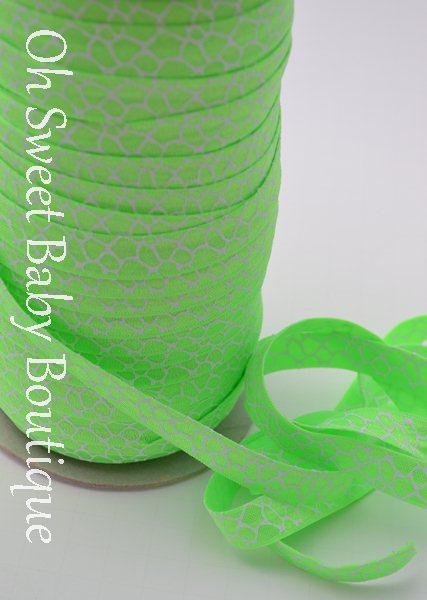 Fold Over Elastic Neon Green Giraffe