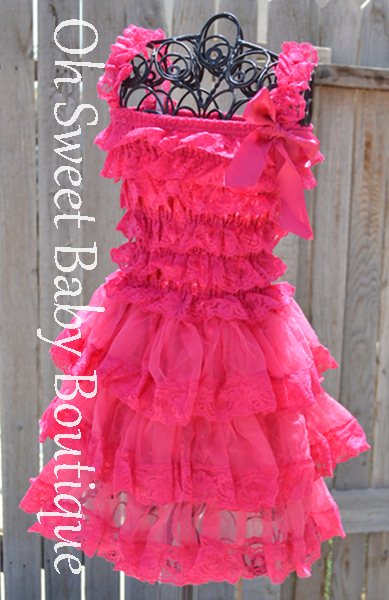 Vintage Lace Dress Hot Pink