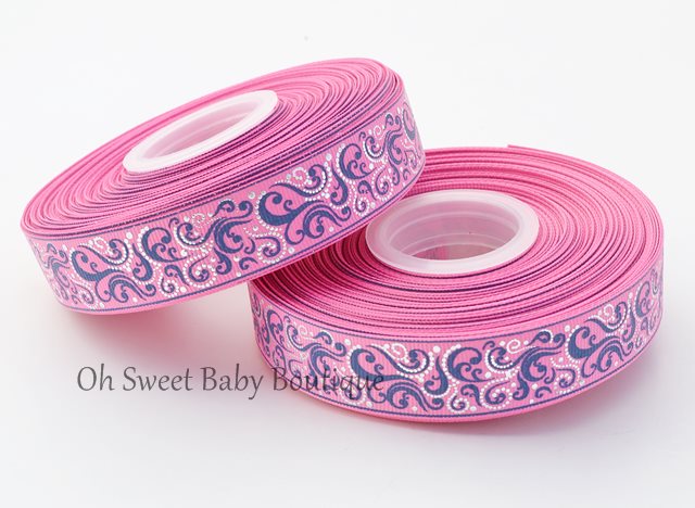 Fancy Swirl Hot Pink / Navy
