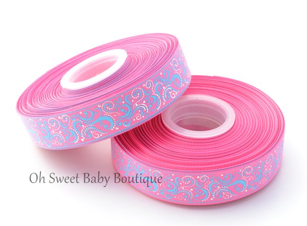 Fancy Swirls Hot Pink / Turquoise