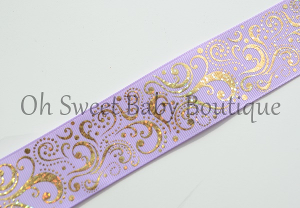 Fancy Swirls 1.5" Gold Holographic Foil Lavender