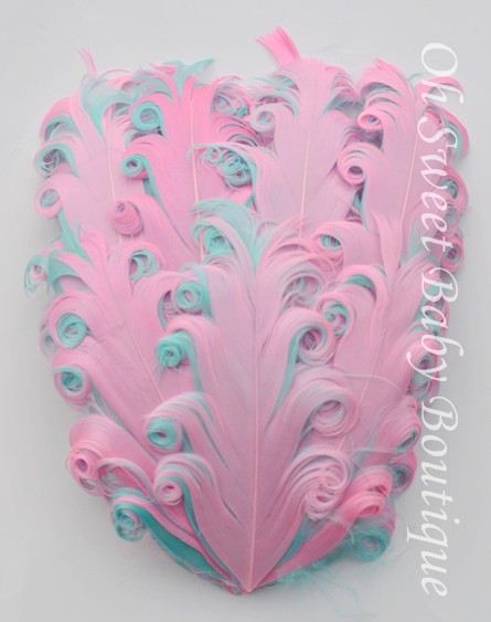 Bubble Gum Pink / Blue Feather Pad