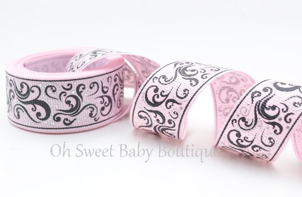 Fancy Swirl Pearl Pink and Black with Silver Foil