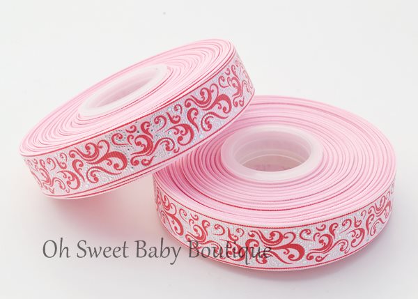 Fancy Swirls Pearl Pink / Red