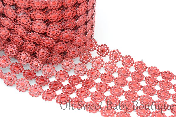 Acrylic Lace Trim Red