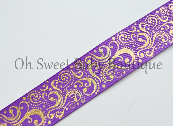 Fancy Swirls 1.5" Gold Holographic Foil Regal Purple