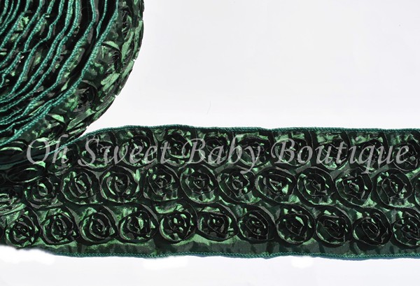4" Rosette Ribbon Emerald