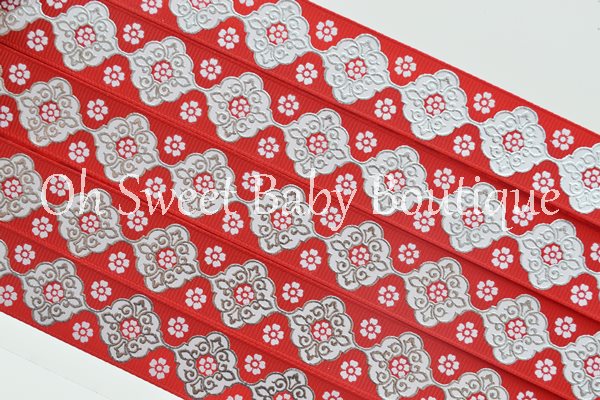Red and White Vintage Damask