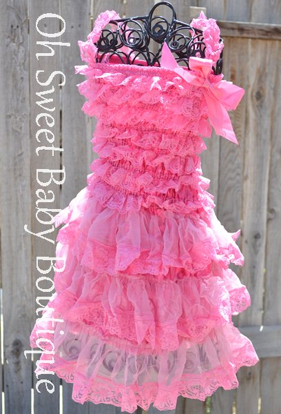 Vintage Lace Dress Shocking Pink