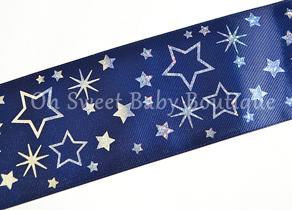 Stars 3" Navy Blue Silver Holographic