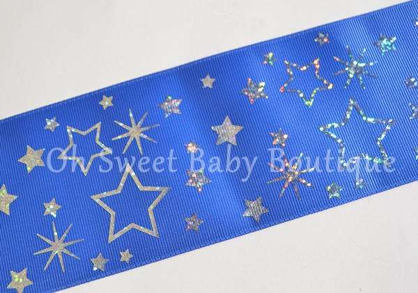 Stars 3" Royal    Blue Silver Holographic
