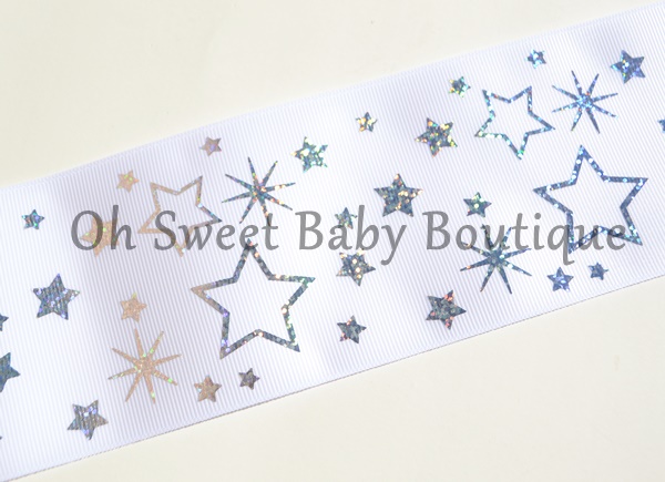 Stars 3" White Silver Holographic