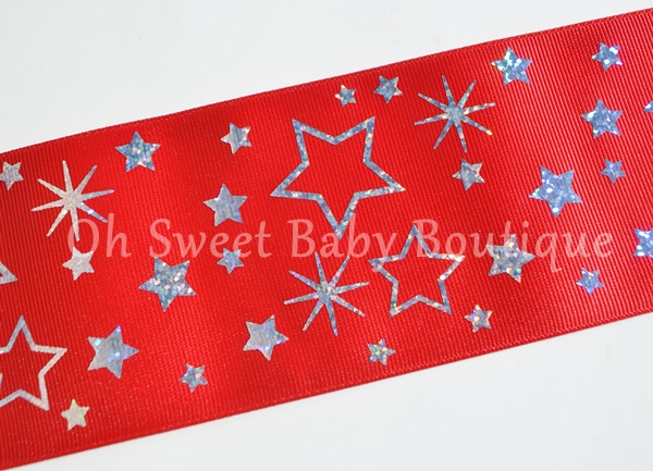 Stars 3" Red Silver Holographic