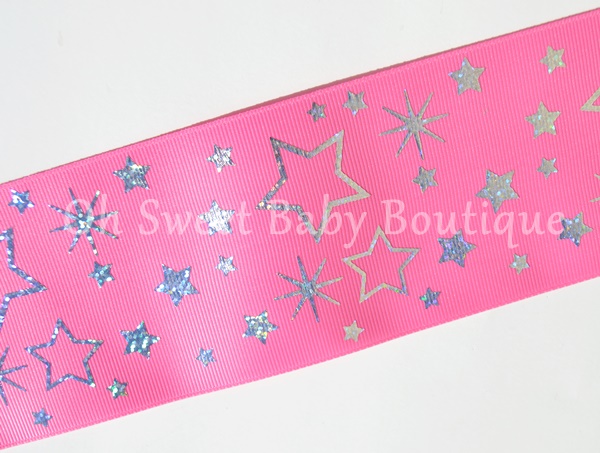 Stars 3" Hot Pink Silver Holographic