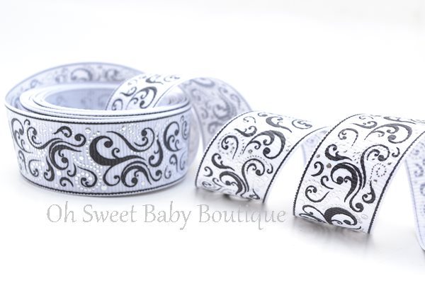 Fancy Swirl White and Black with Silver Foil
