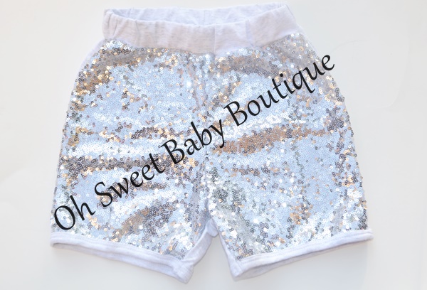 White sequin outlet shorts