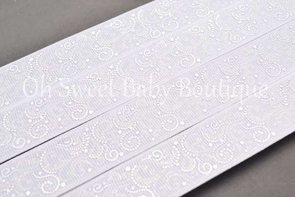 Fancy Swirls White /White Glitter Silver Foil